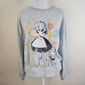 Disney Alice in Wonderland Sweatshirt Size XXL Heather Grey Pintuck Hem
